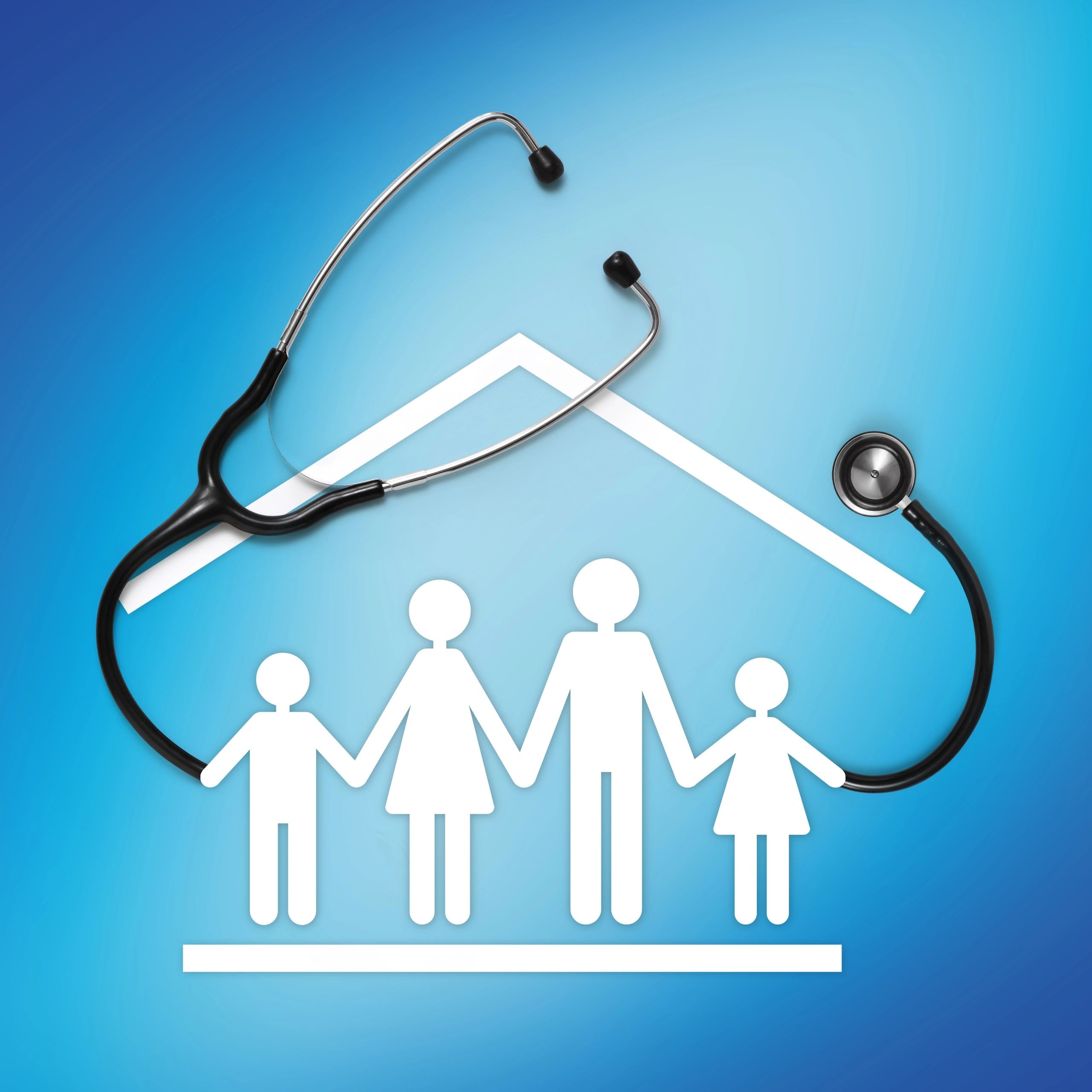 Family healthcare protection represented by a stethoscope
